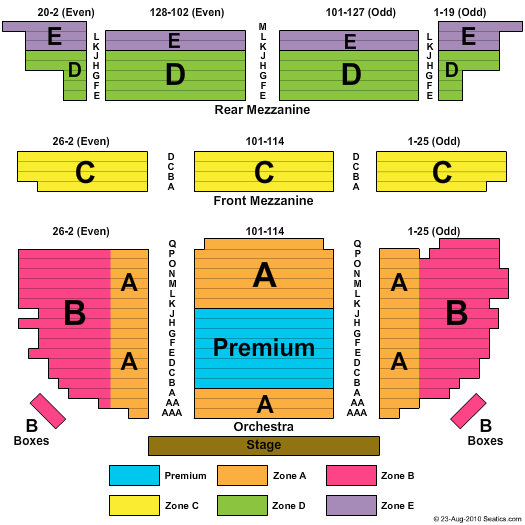 Lena Horne Theatre seating chart